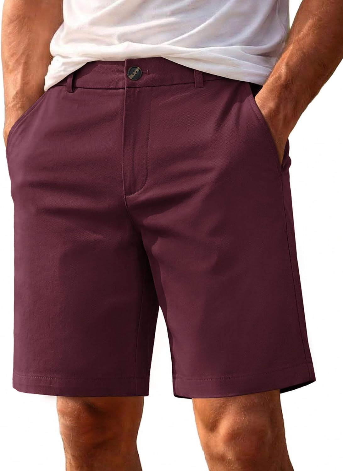 COOFANDY Mens Shorts Casual 9" Lightweight Cotton Comfort Stretch Dress Shots Summer Beach with Pockets