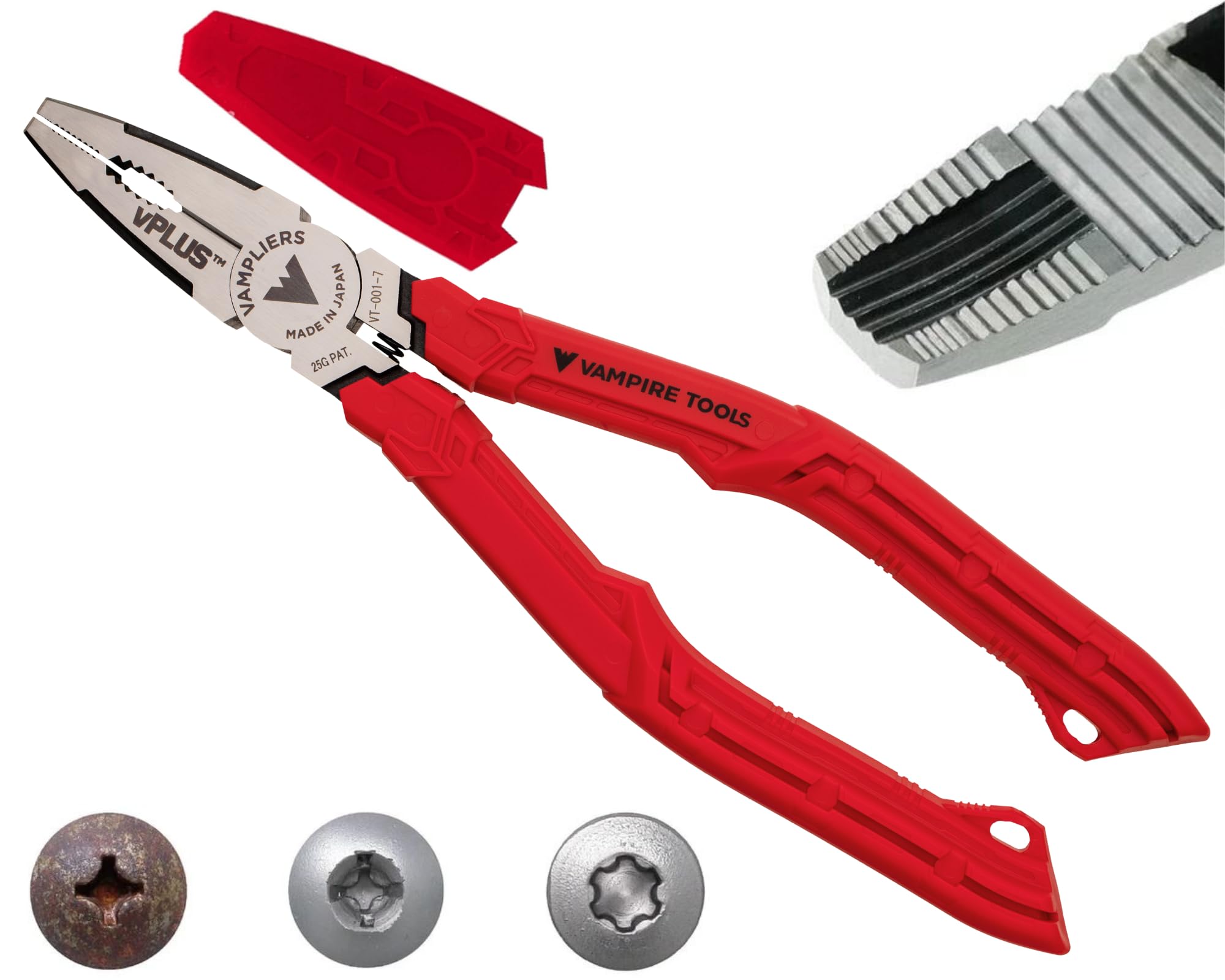 7" Stripped Screw Extractor Pliers. Made in Japan. Multipurpose Combination Linemans Pliers remove Damaged/Rusted/Specialty Screws & Fasteners.