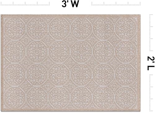 Miniatura 2 de Rugshop Capri - Alfombra de transición con círculos florales texturizados, tejido plano, fácil limpieza, para exteriores, terraza, patio, patio