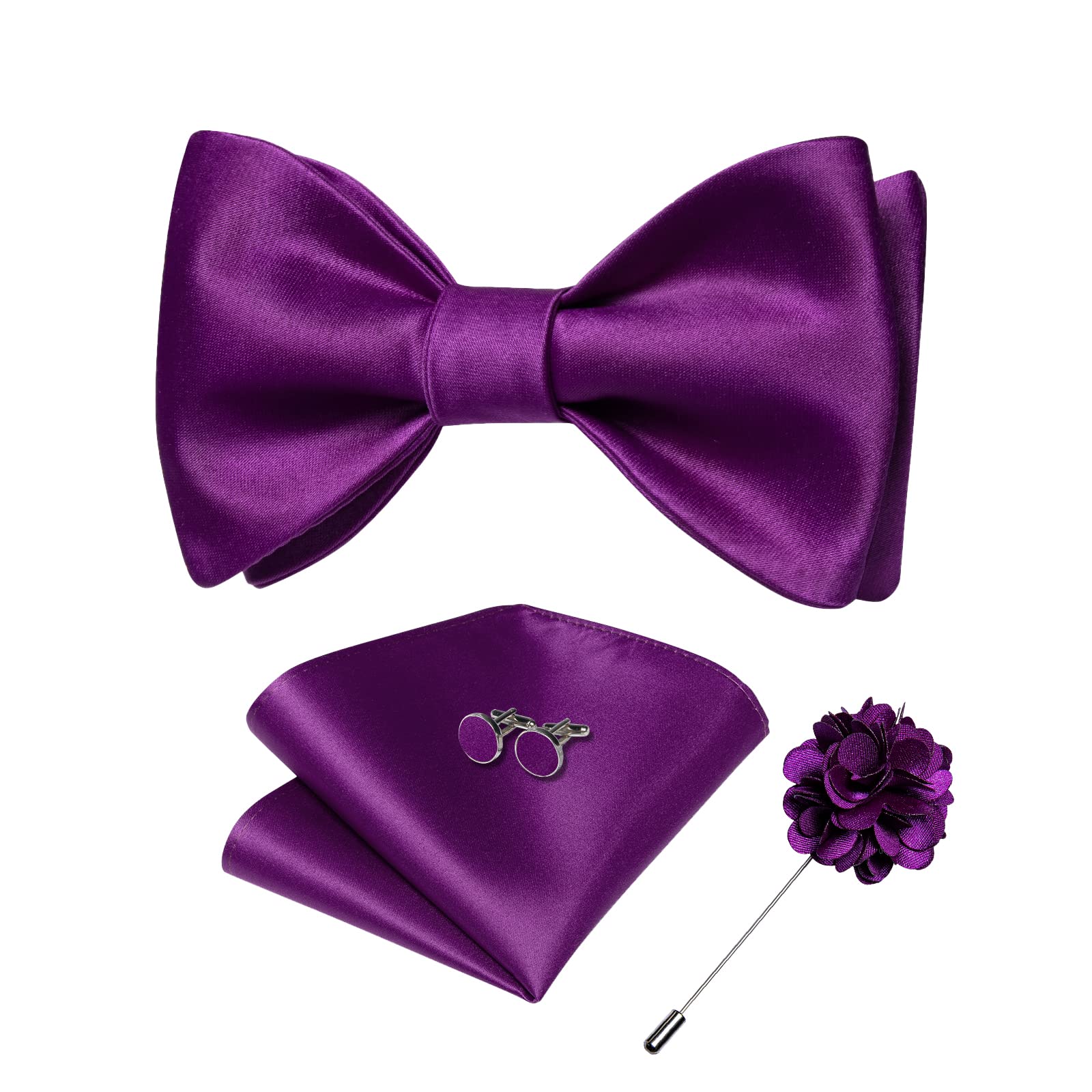 DiBanGu Satin Bow tie Self-Tied Bowtie Set for Men Wedding Prom