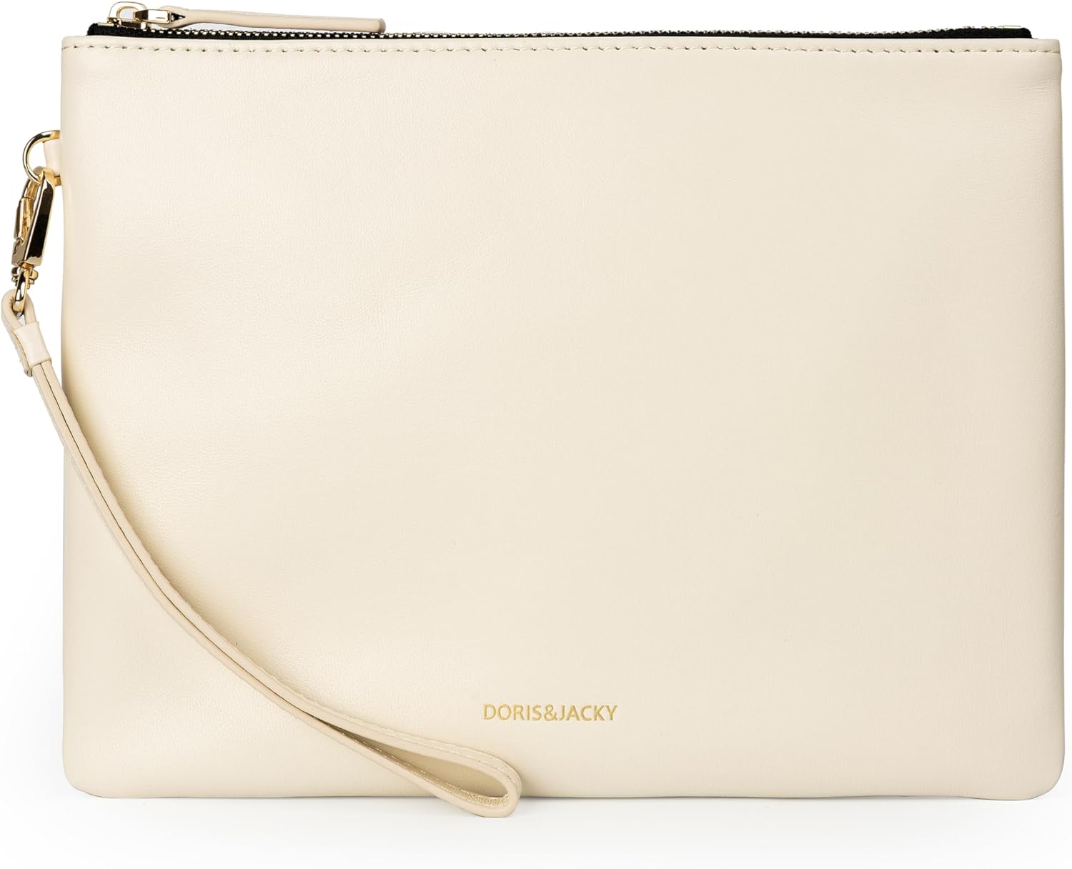 DORIS&JACKY Lambskin Leather Wristlet Clutch Purse for Women Soft Designer Slim Cell Phone Pouch Bag with Detachable Strap