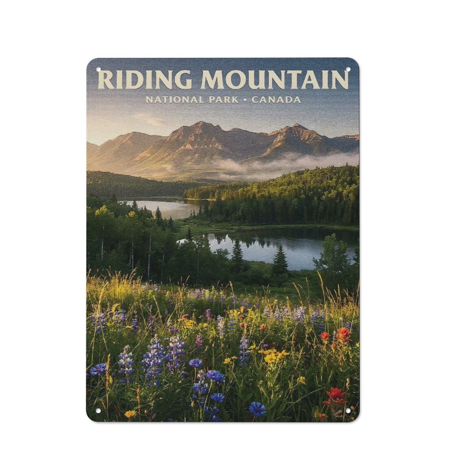 Junmoney Style-20 Metal Plaque With Riding Mountain National Park Canada Design 40X30cm, Rustic Cafe Wall Decor For Restaurant, Kitchen, Counter Or Breakfast Nook