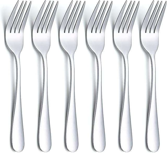 Evanda Dessert Forks 6 Pieces 14cm, Stainless Steel Pastry Forks Set, Fruit Forks, Mini Cake Forks, Appetizer Forks for Home, Wedding, Party, Cafe, Restaurant, Dishwasher safe.