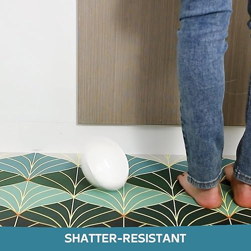 Miniatura 9 de Tapete de cocina de hojas abstractas verdes, bonito tapete antideslizante de PVC, antideslizante, antifatiga, cómodo, triángulos, rombos,