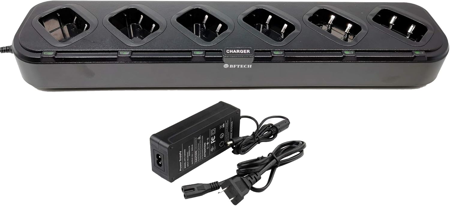 BFTECH DC-8-6 6-Way Gang Charger for UV-82HP, UV-82RT,GMRS-V1, MURS-V1, UV-82C, Baofeng UV-82 (BL-8 Battery), Bulk Bank Multi Charger for BaoFeng, BFTECH