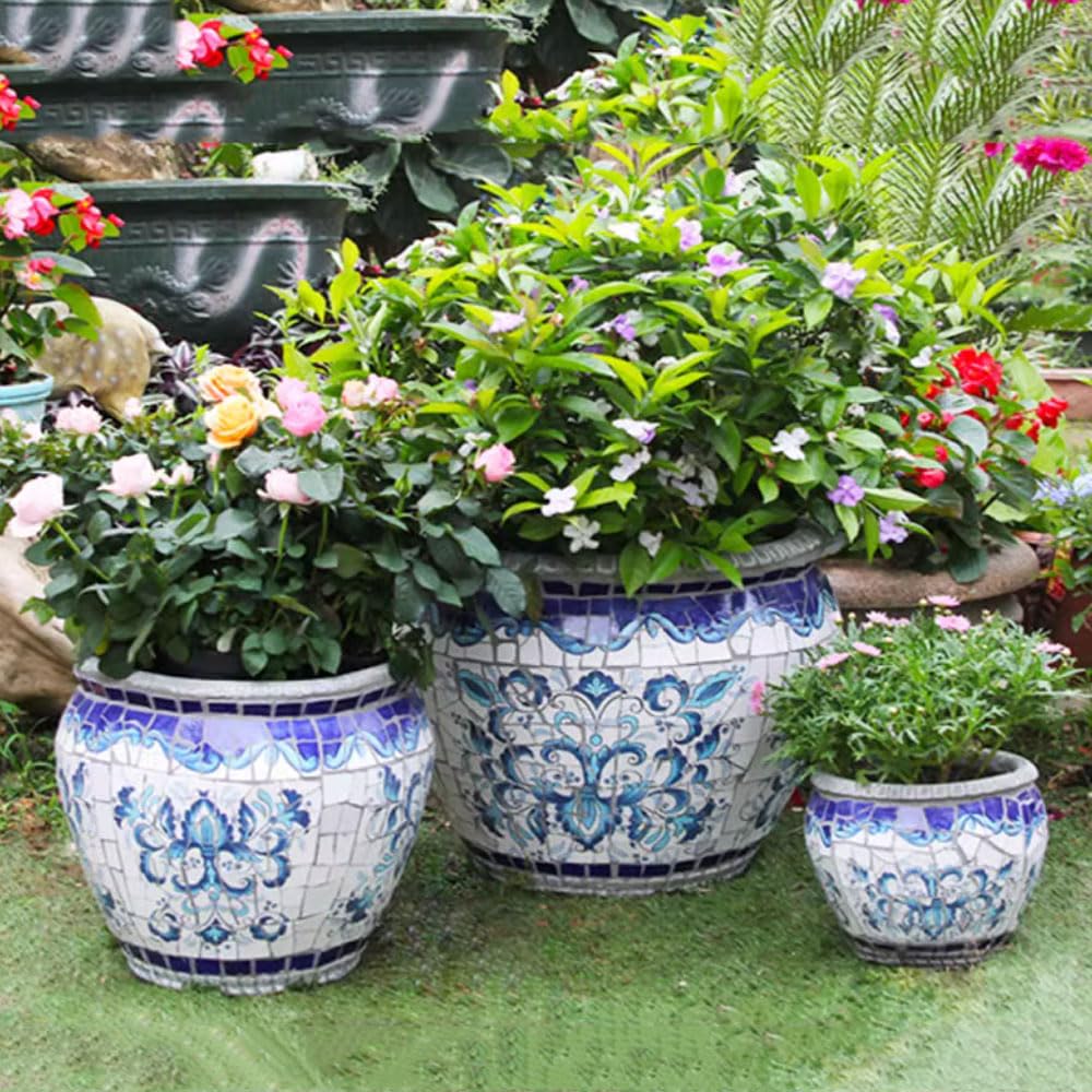 Duża Doniczka, Do Użytku Na Zewnątrz I Wewnątrz, Niezniszczalna Ceramiczna Doniczka, Dekoracja Ogrodu Wiejskiego,White