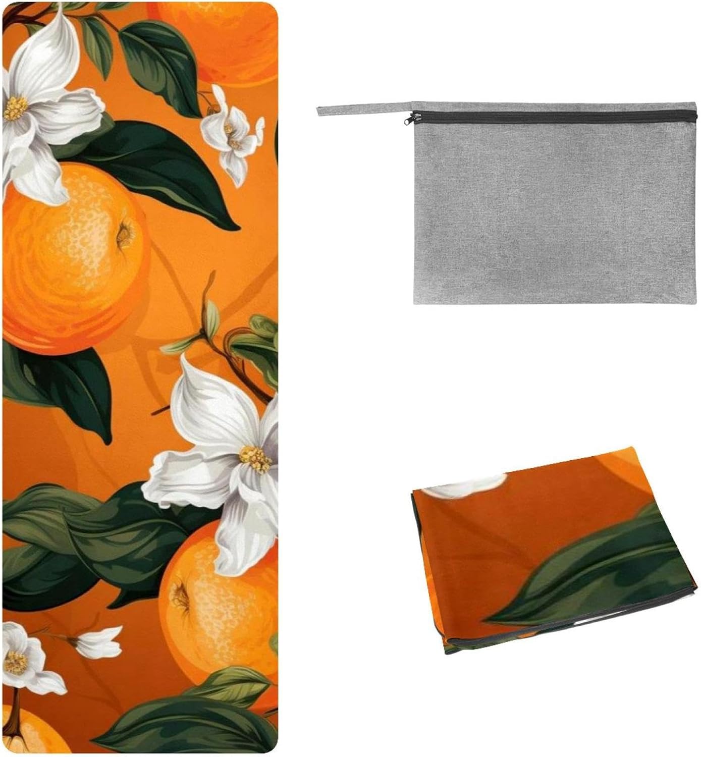 Yoga Towel, Orange Pattern Non Slip Sweat Absorbent Hot Yoga Mat Towel for Hot Yoga, Pilates and Fitness - 72.8" x 26.8"