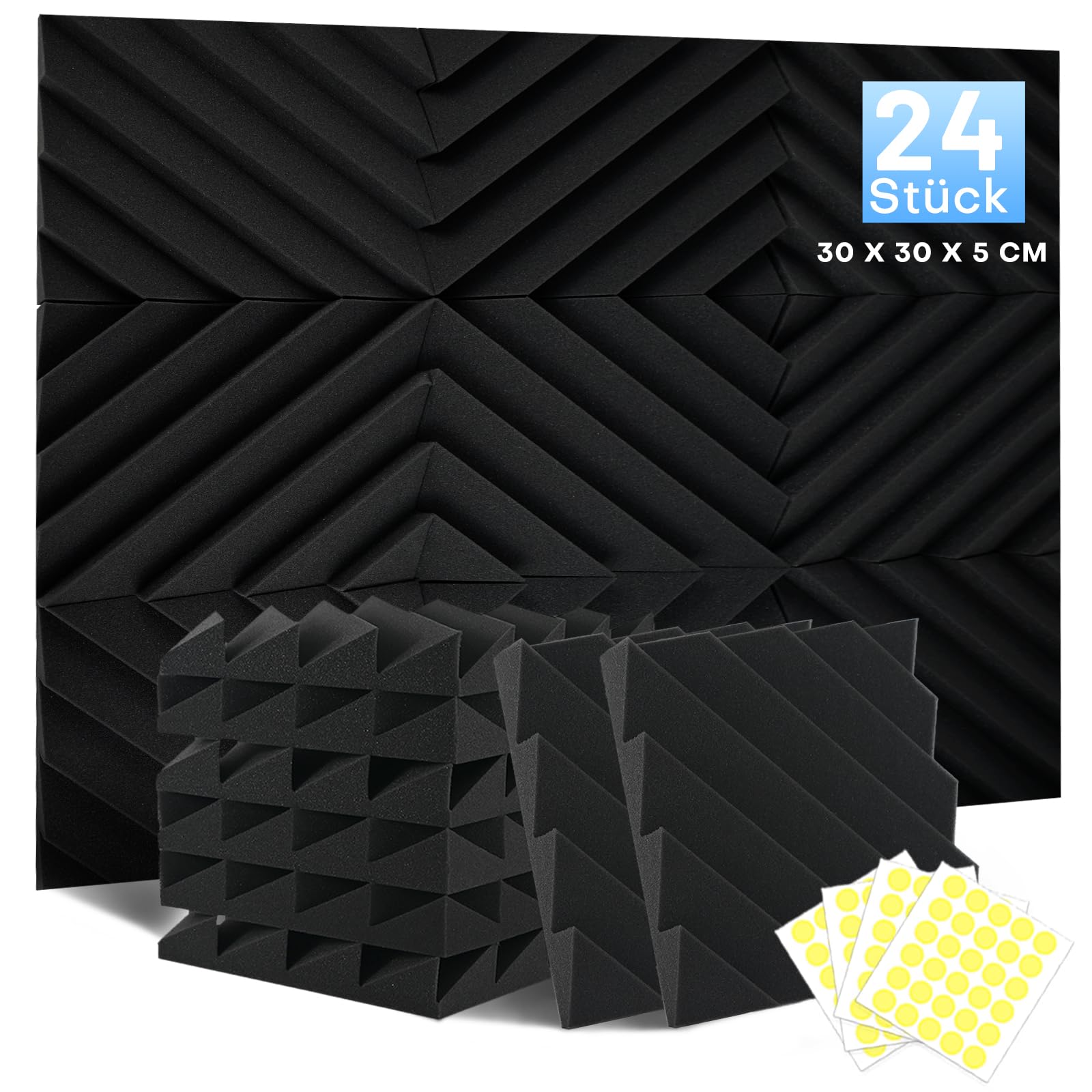 Akustikschaumstoff Schallschutzplatten, 2.5 X 30 X 30CM Schalldämmung Akustikpaneele, Schallschutz Akustik Schaumstoffplatten, Hochdichte Schalldämmung Akustikplatten für Tonstudio, Heimkino