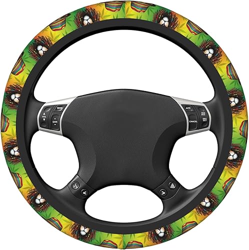 Miniatura 3 de Funda para volante Rasta Rastafarian Reggae para auriculares de protección de rueda de león para mujeres y niñas, apto para SUV, furgonetas,