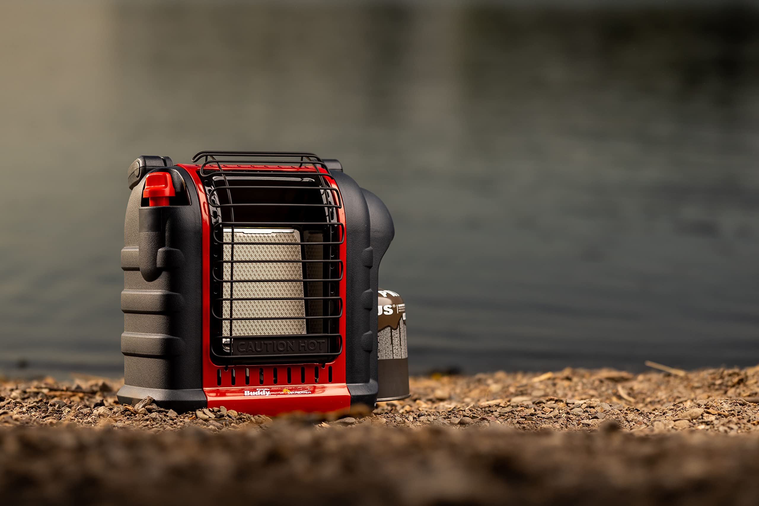 Mr. Heater Portable Buddy inkl. ölfreiem Schlauch & Gaskartusche, Heizgerät für Gaskartuschen & Gasflaschen, zwei Leistungsstufen (1,2kW / 2,4kW), mobile Heizung für Camping mit Piezo-Zünder