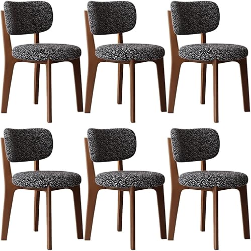 Miniatura 59 de YVYKFZD Solid Wood Dining Chairs, Fabric Dining Room Chair Set of 2/4/6, Upholstered Kitchen Chairs with Curved Backrest, Armless Living Room Chair,