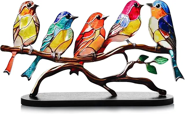 Handmade Acrylic Colorful Birds Figurine - Modern Home & Office Decoration