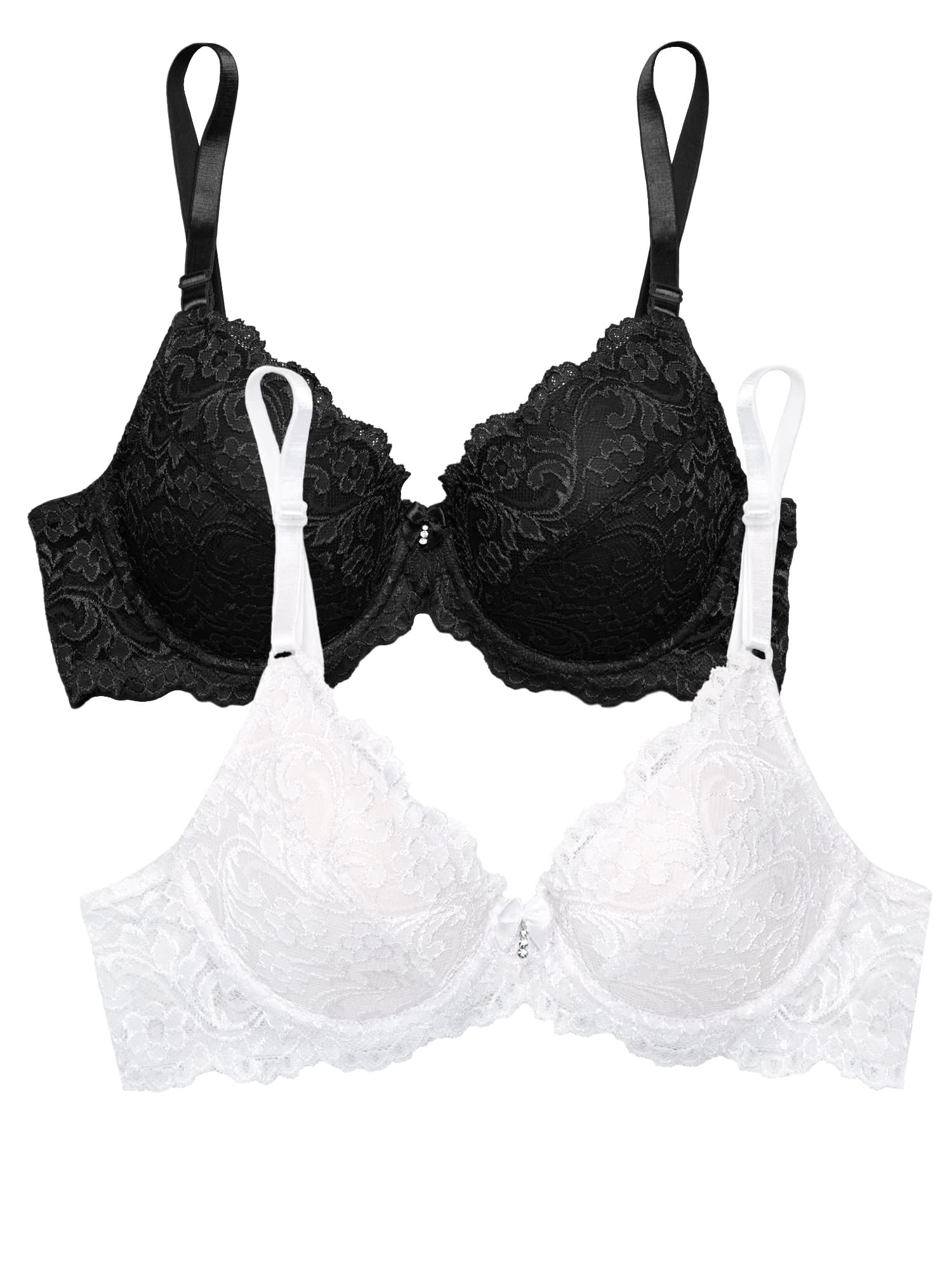 Size 36A 2 pair Smart & Sexy Women's Signature Lace Push-up Bra