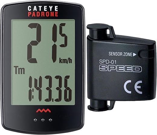 CATEYE Padrone Wireless Bike Computer β Oversized Display Cyclocomputer, Wireless Speedometer & Odometer, FlexTight™ Mount, Auto Start/Stop, Programmable Odometer