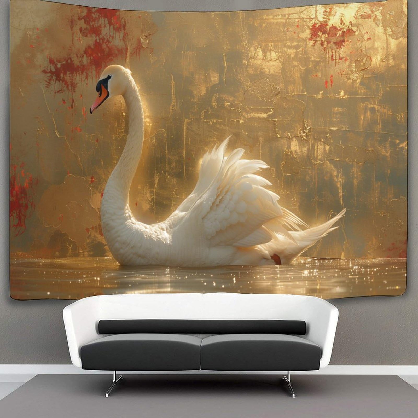 kaiyun Elegant Swan Tapestry Birds Animals Tapestries 3D Wall Hanging Home Decorations for Room 100cmx150cm
