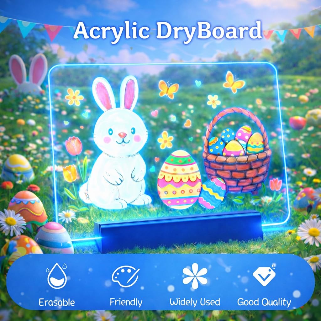Rechargeable LED Drawing Board for Children LED Note Board with 9 Colors Light Modes & 12 Colors Pen - Image 2