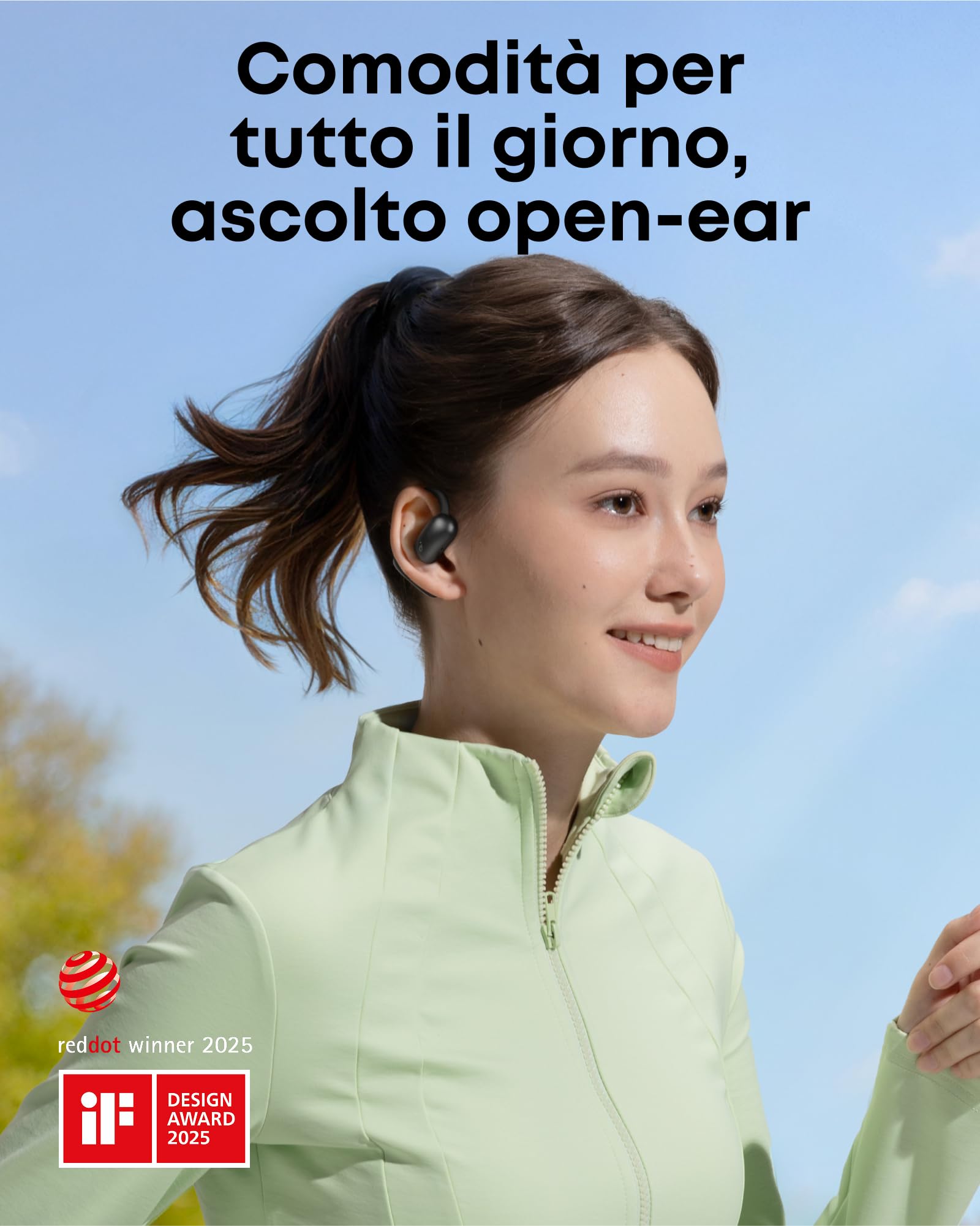Soundcore AeroFit 2 di Anker, auricolari regolabili open-ear, bassi x2 più potenti, fino a 42 ore di ascolto, certificazione IP55, chiamate nitide, ricarica wireless e traduzione in tempo reale