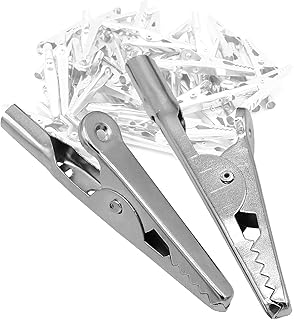 ThreeBulls 20Pcs 2" / 51mm Metal Alligator Clip Spring Clamps test line Crocodile Clip Silver Tone Alligator Clips Nickel Plated Crocodile Clamps