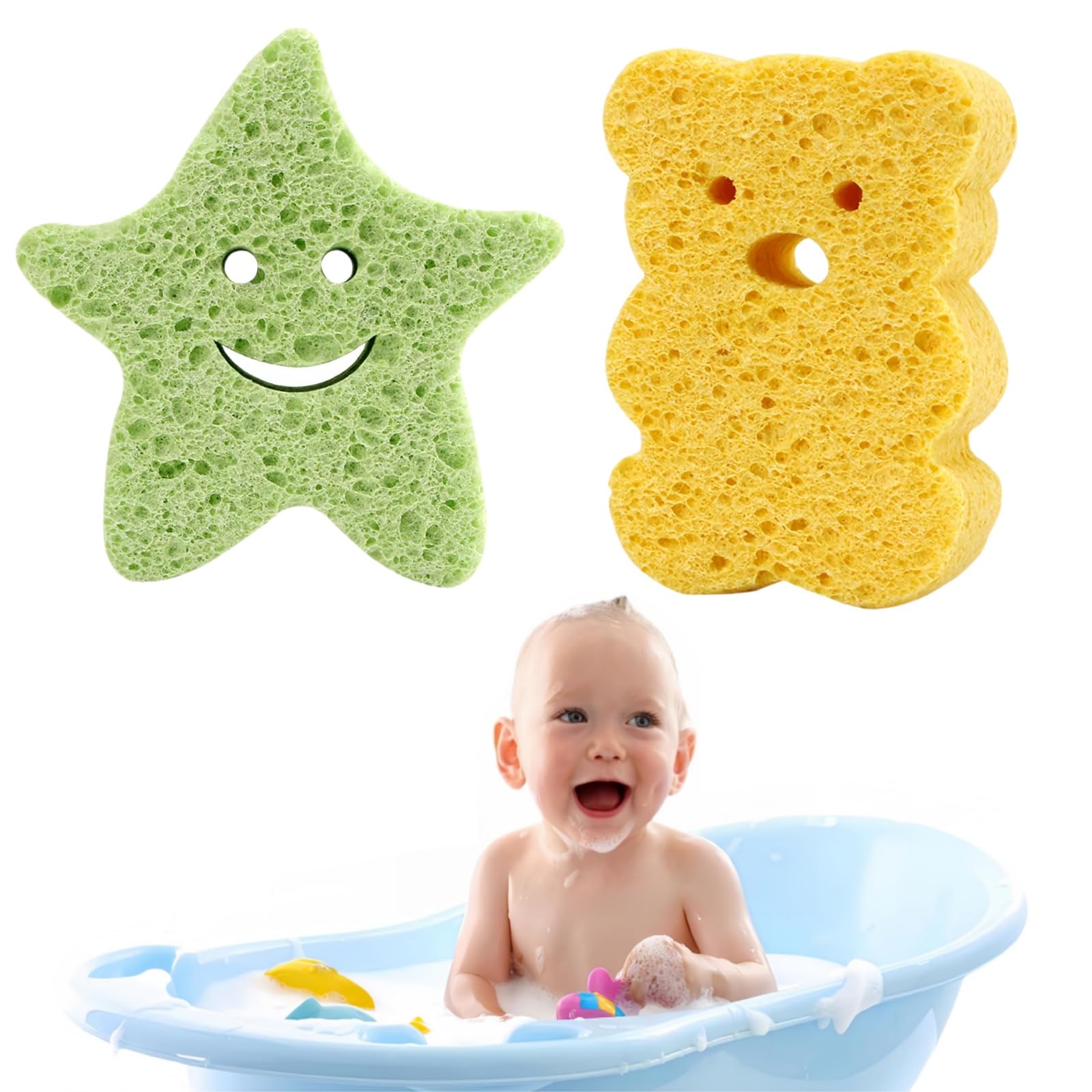 Esponjas Hidrófilas para Bebés,2pcs Esponja Baño Bebe Niños,Esponja para Baños,Esponja de Baño para Cuerpo,Esponja Ducha Bebe Infantil,Esponja Konjac para Baño del Bebé,Linda Forma
