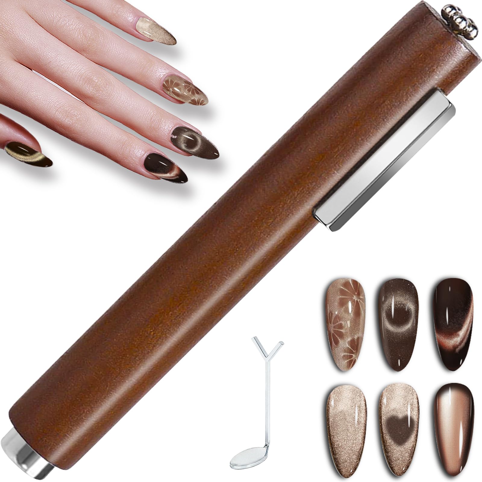 ZIRATONES 3 in 1 Nail Magnet, Multifunctional Cat Eye Gel Nail Polish Magnet Pen, 3D Magnetic Nail Polish Stick for Home DIY, Salon, Studio, Nail Art