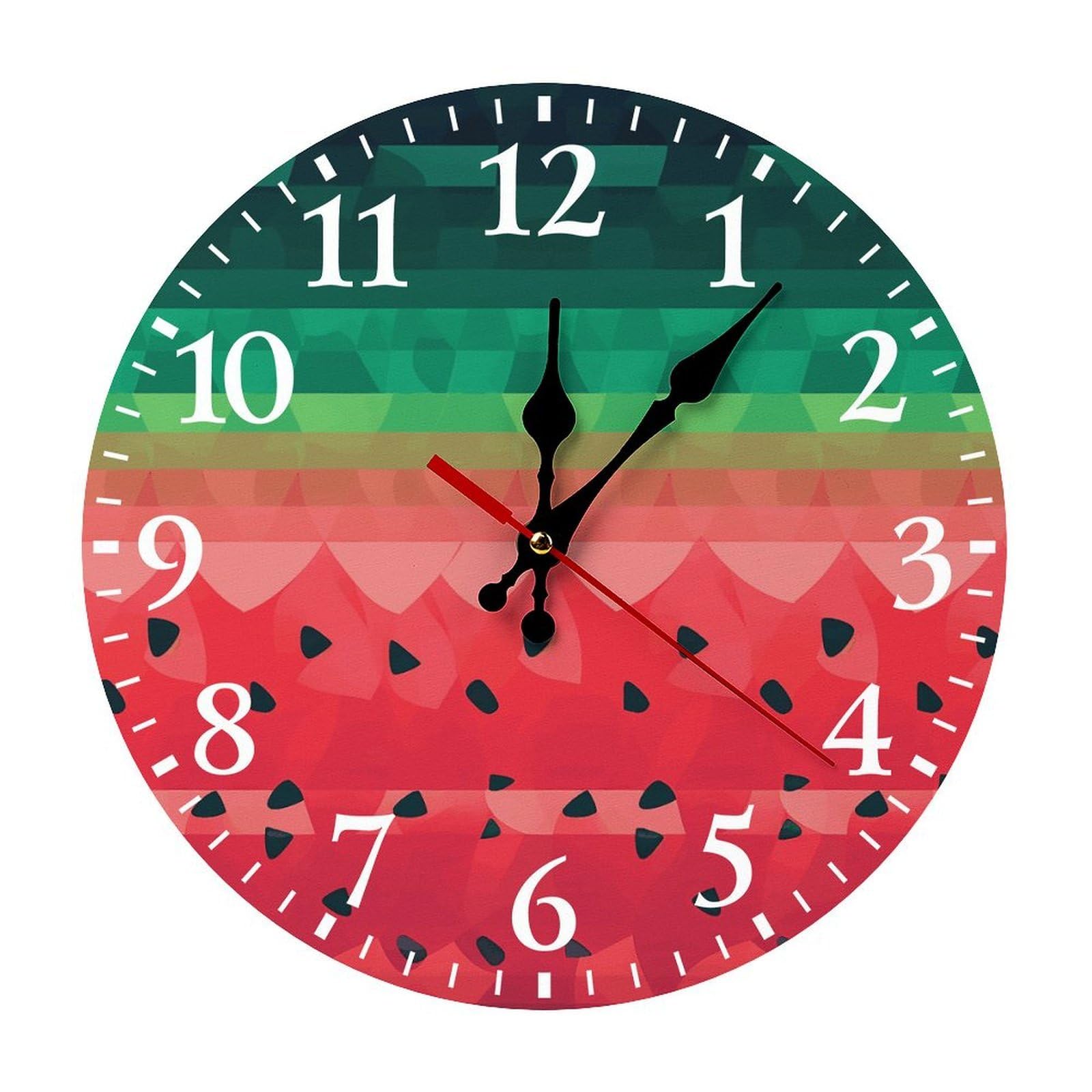 Horloge silencieuse et sans tic-tac pastèque 30 cm pour éviter les bruits de nuit en chambre
