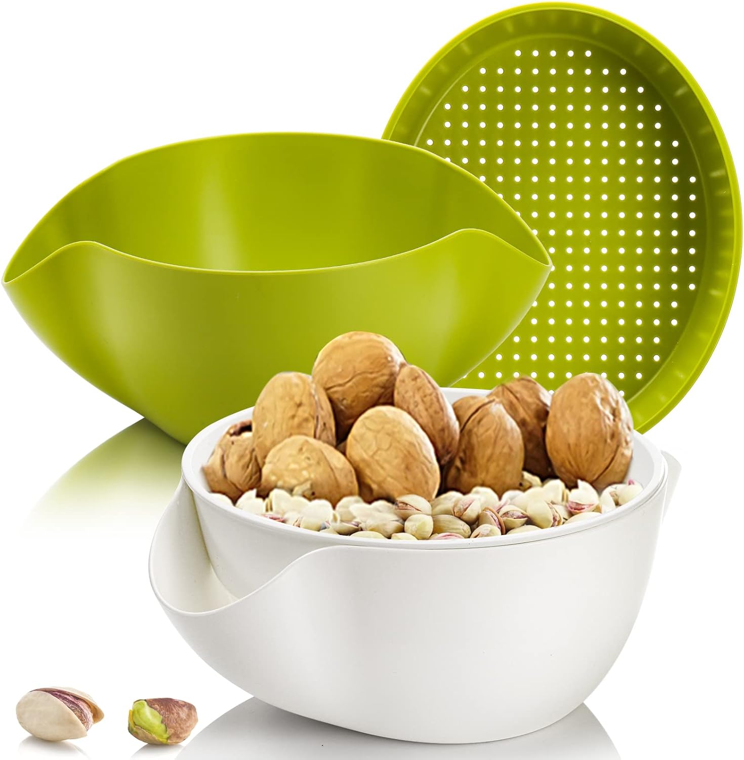 Pumtus 2 Pack Pistachio Bowl, Large Double Snack Serving