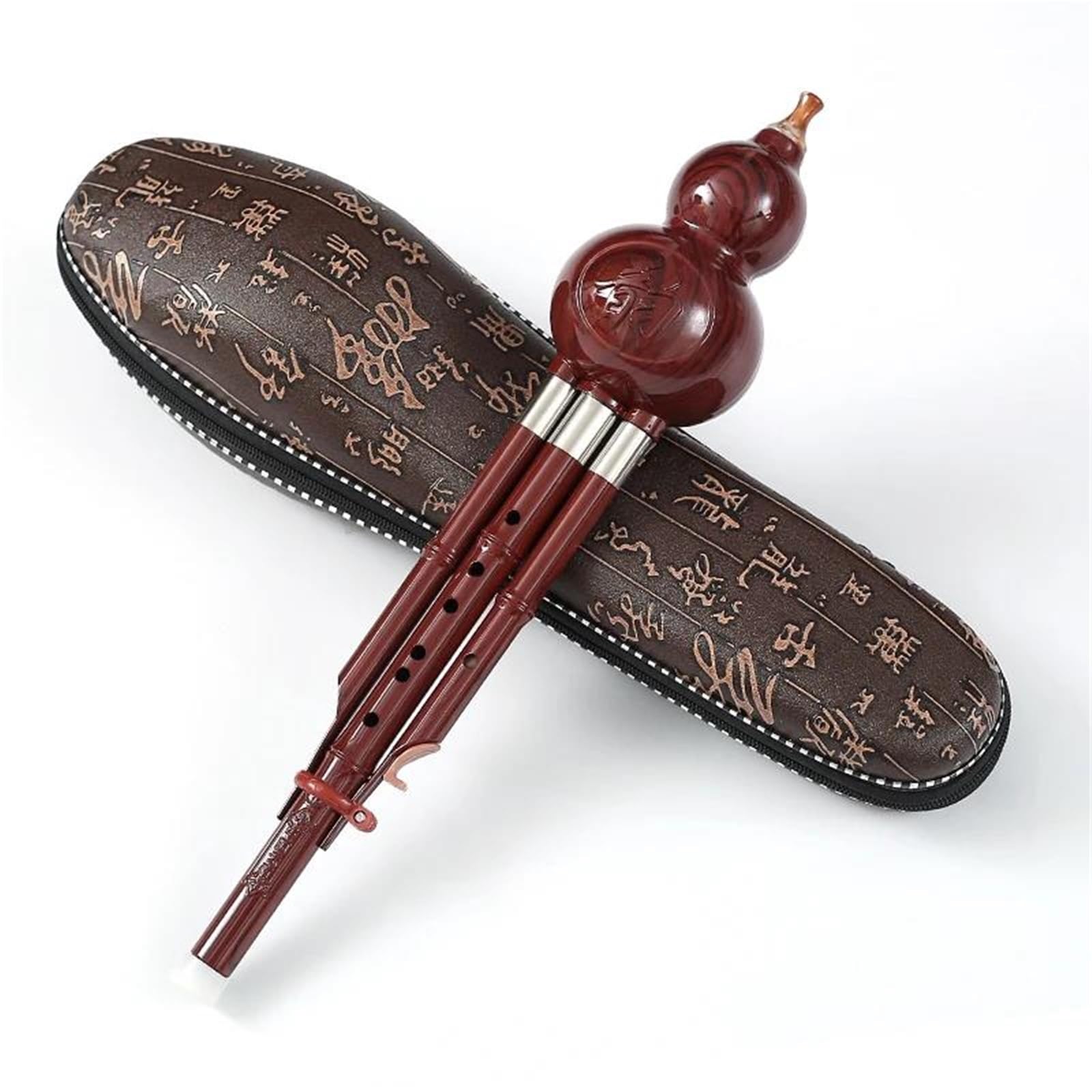 Instrumento De Flauta Hulusi Flauta De Cucurbitáceas Instrumento Musical Étnico Chino Hecho A Mano Llave Hulusi C/bb De Bambú Con Estuche Para Principiantes De Música(Red,B)