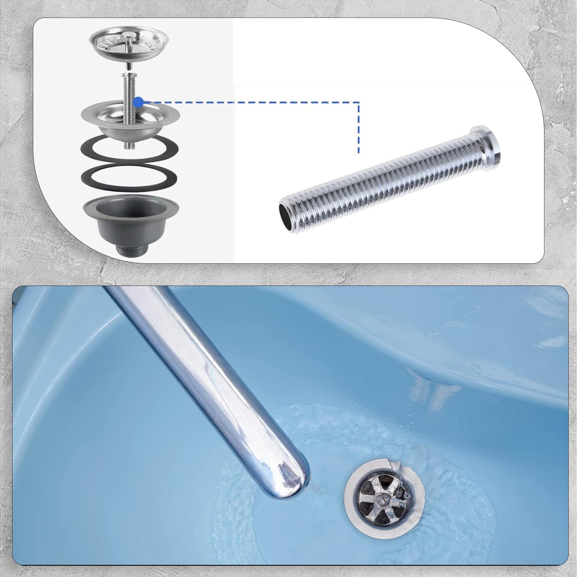 M12 x 70 mm Kitchen Sink Basket Screw, Hollow Screw Sink, Brass Hollow Screw for Strainer Basket Valves, Sink Basket Screw for Sink Strainer Plug, Kitchen (Silver) - Image 3