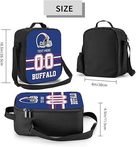 Vista 118 de Bolsa de almuerzo personalizada de Nueva Inglaterra, regalos para hombres, mujeres, fanáticos, con nombre y número personalizados, correas de hombro