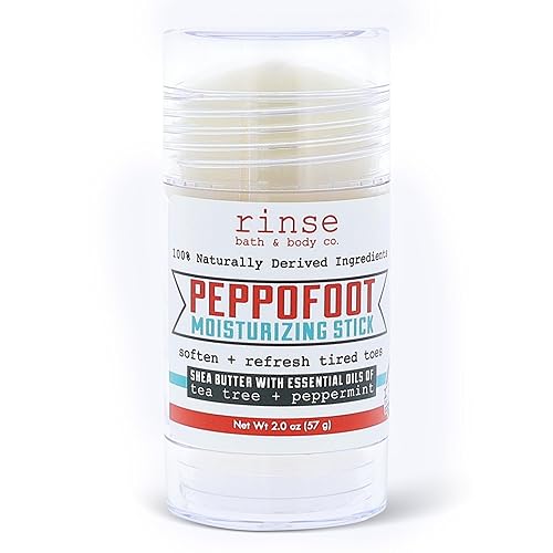 Rinse Bath & Body Peppofoot Heel Balm Stick Concentrated Cracked Heel Treatment, Shea Butter, Peppermint, Tea Tree & Menthol, 2 oz Foot Balm