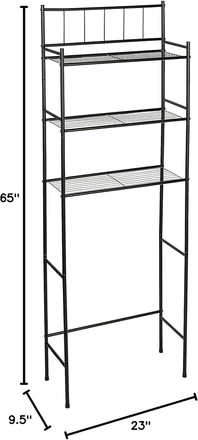 Honey-Can-Do 3 tier Over-The-Toilet Space Saver Shelving Unit, Black BTH-09022 Black