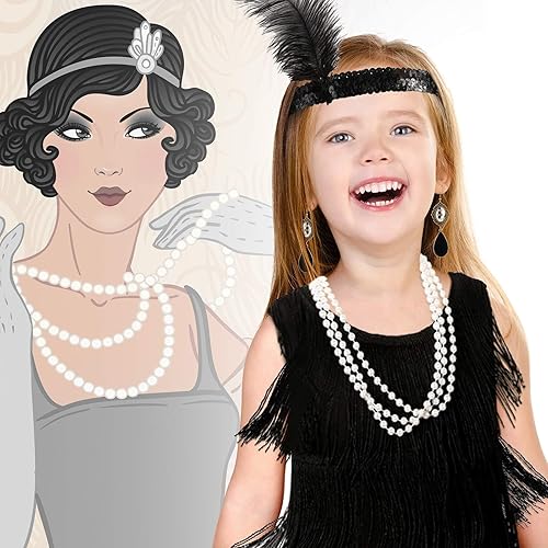 Miniatura 2 de Juego de 6 piezas de vestidos de flapper de los años 20 para niñas, accesorios de regalo de los años 20, accesorios para fiesta de cumpleaños para