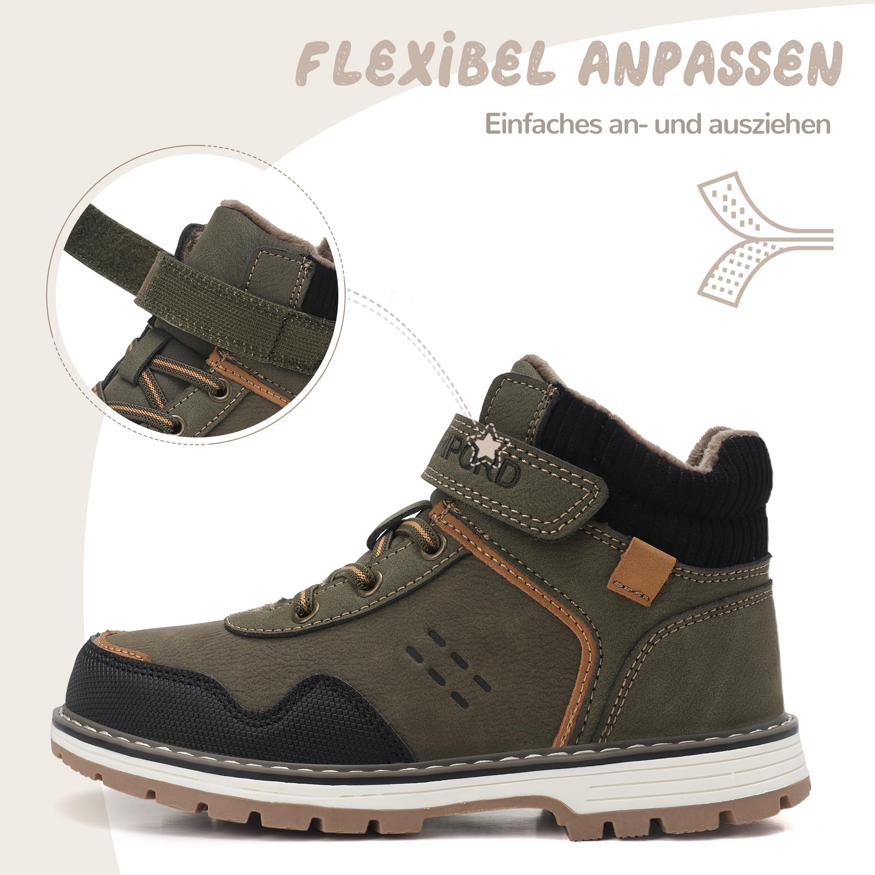 Kinder Winterstiefel Gefüttert Winterschuhe Rutschfest Mädchen Jungen Schneestiefel