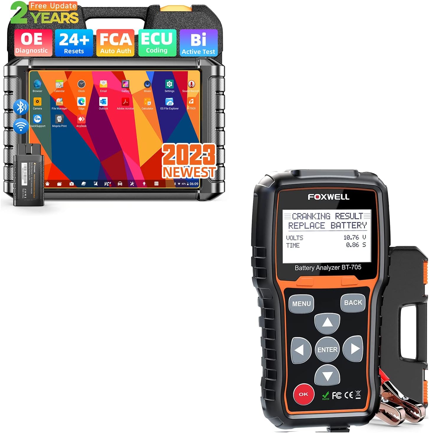 FOXWELL Bluetooth NT909 BiDirectional Scan Tool and Car