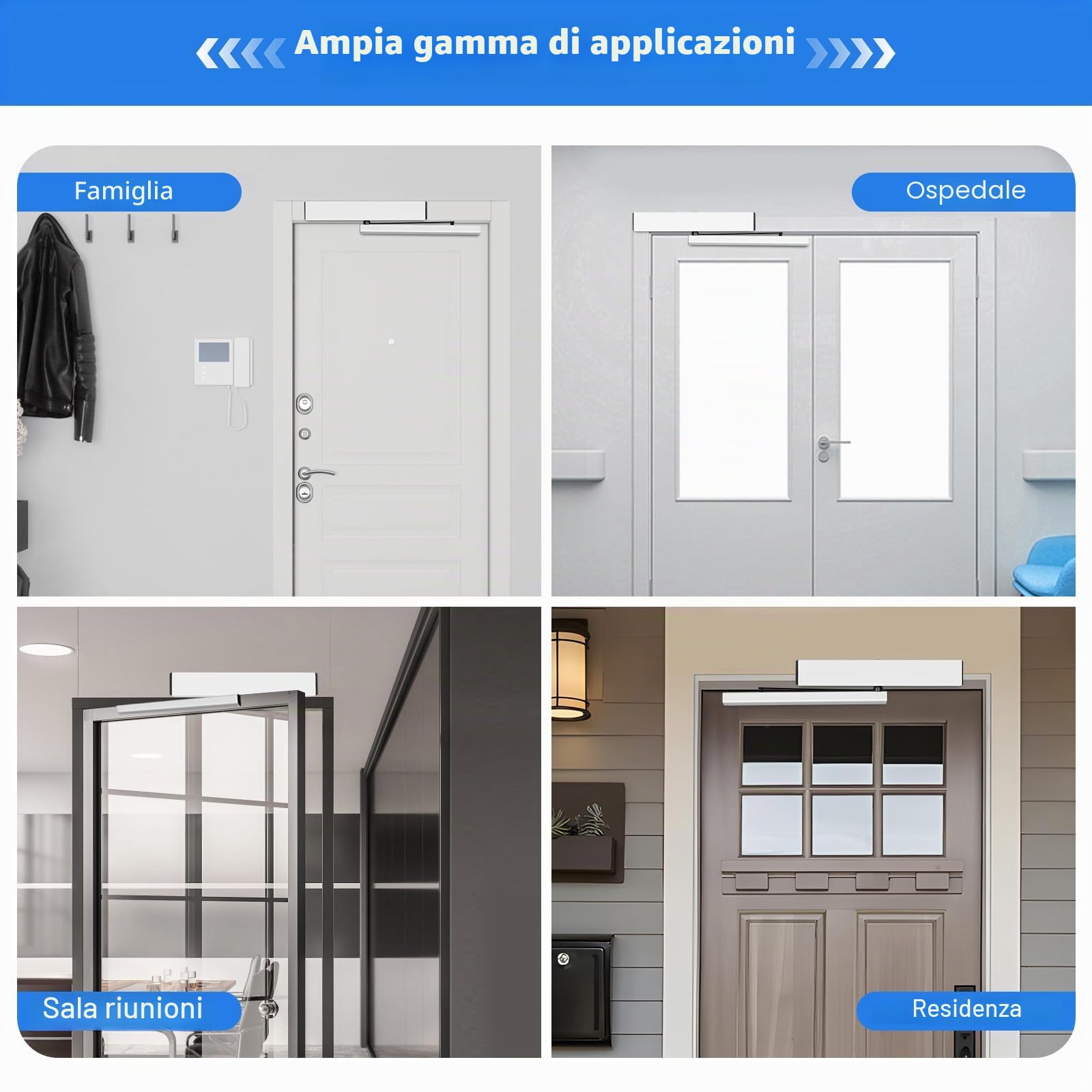Interruttore automatico per porta a battente con telecomando per porte elettriche, chiudiporta elettrica chiudiporta a battente, modalità manuale/automatica per porte in legno, porte in acciaio