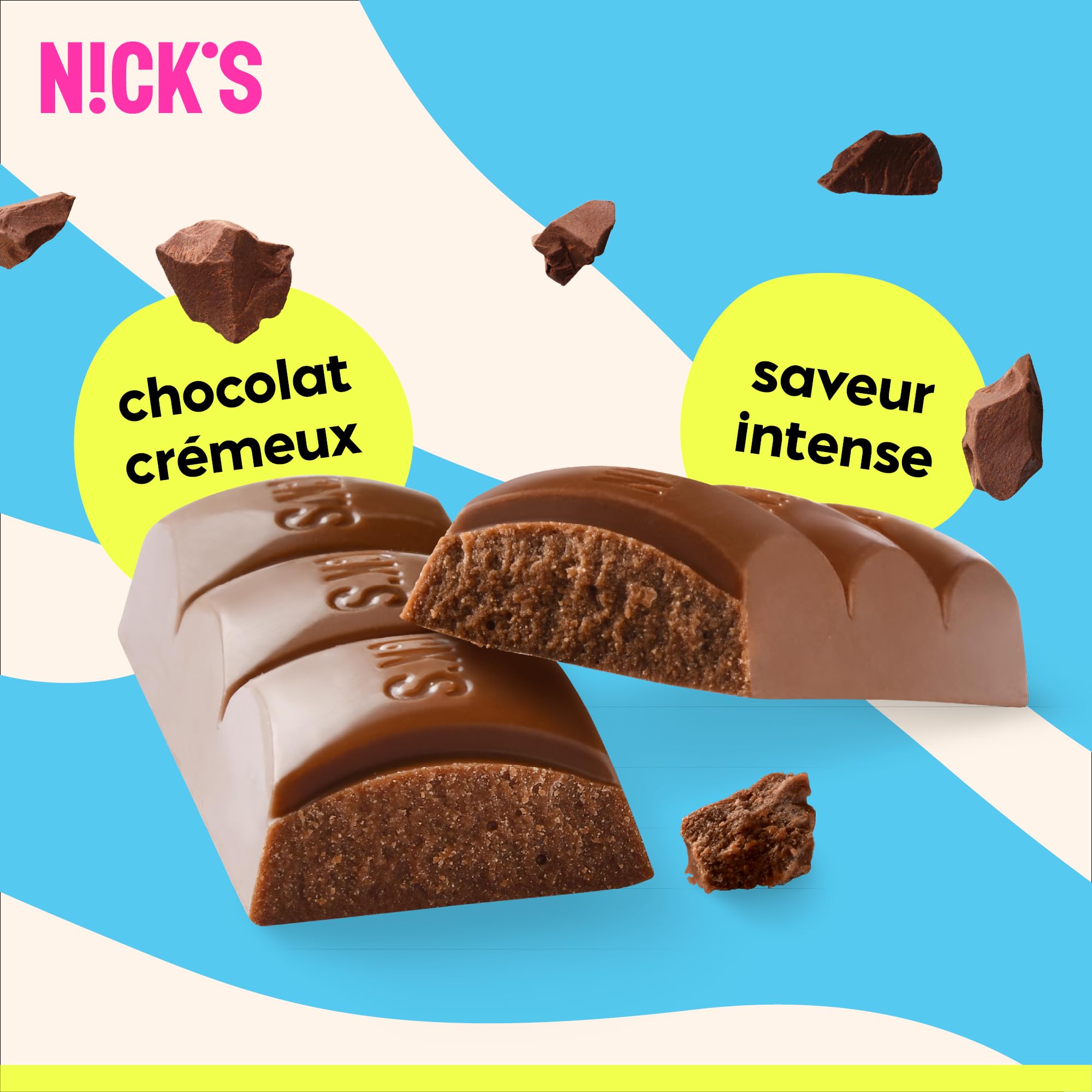NICKS Barre Keto Chocolat Noir Sans Sucre Ajouté, Vegan, Sans Gluten, Sans Huile De Palme, Low carb |107 kcal,1g Net carbs (15 x 25g)