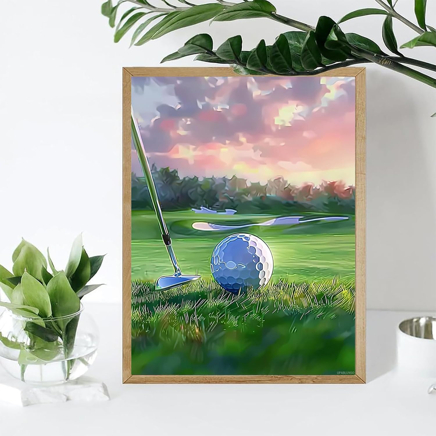 UPABLUNSO Golf Ball Field Diamond Painting Kit for Adult DIY Full Drill Diamond Art Golf 5D Gem Art Kits Painting Crafts for Home Decor 12x16 inch