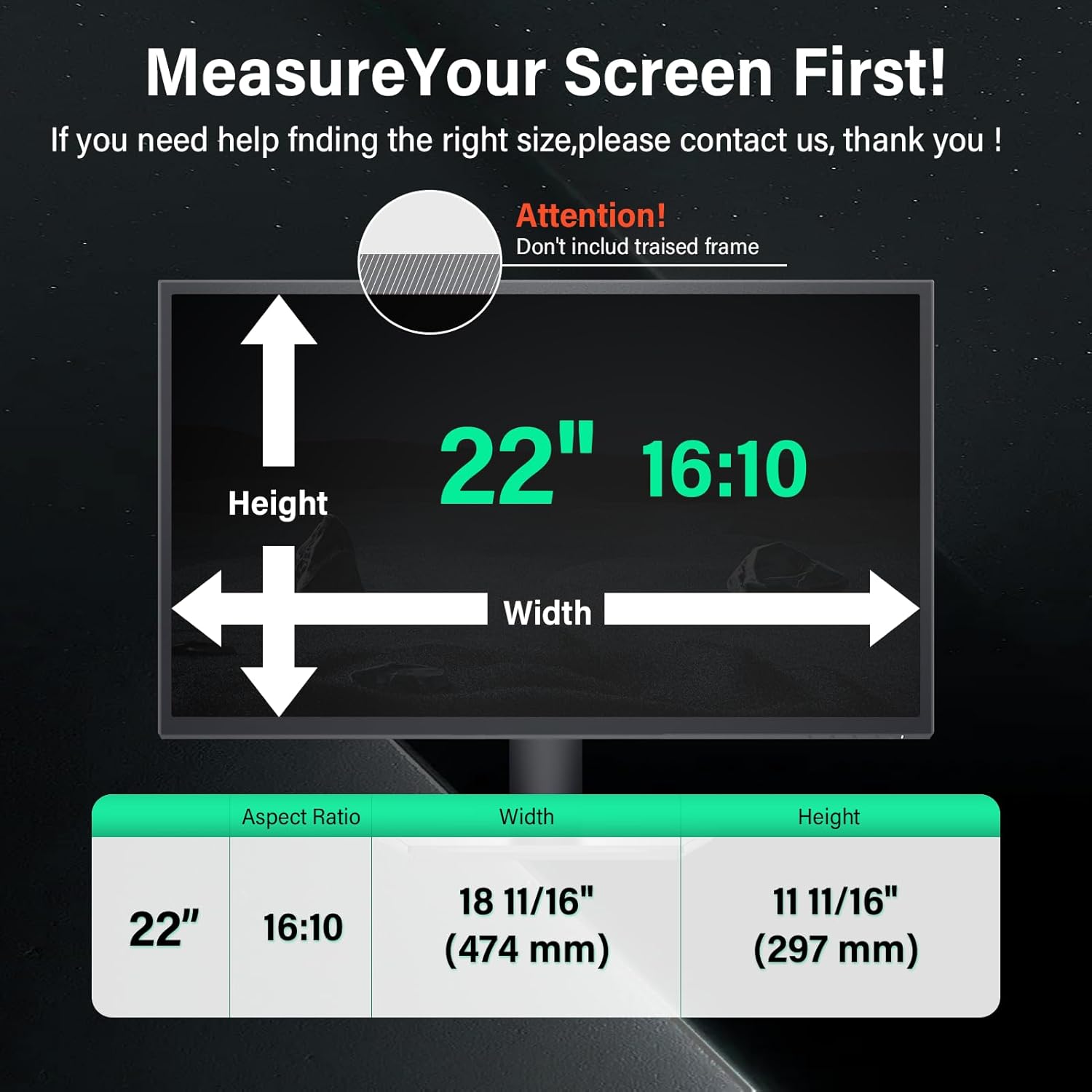 [2 Pack] 22 Inch Computer Privacy Screen for 16:10 Aspect Ratio Widescreen Monitor, Eye Protection Anti Glare Blue Light Computer Monitor Privacy Filter, Removable 22 in Protector Film