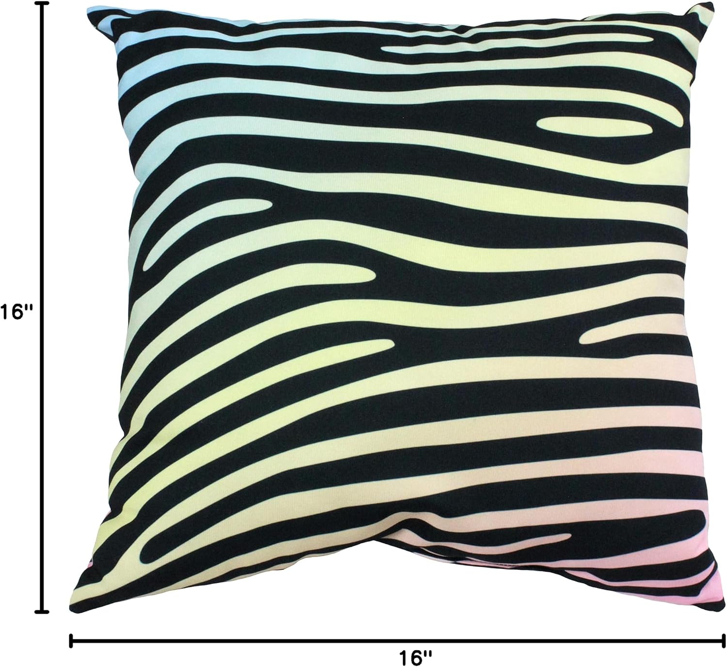 College Covers Animal Print Pillows Decorative Pillow, 16" X 16", Zebra Pastel Gradient/Black