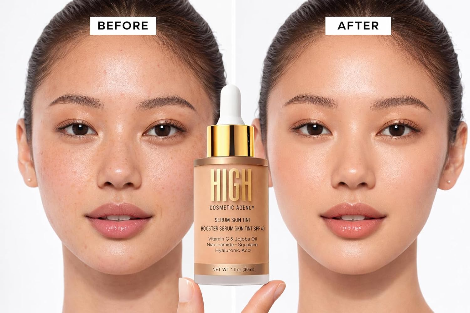 Booster Serum Skin Tint SPF 40 | Tinted Moisturizer with Niacinamide & Hyaluronic Acid – Lightweight Coverage + Broad Spectrum Sunscreen,High Cosmetic Agency (Tan Sanvia (Medium, Neutral Undertones))