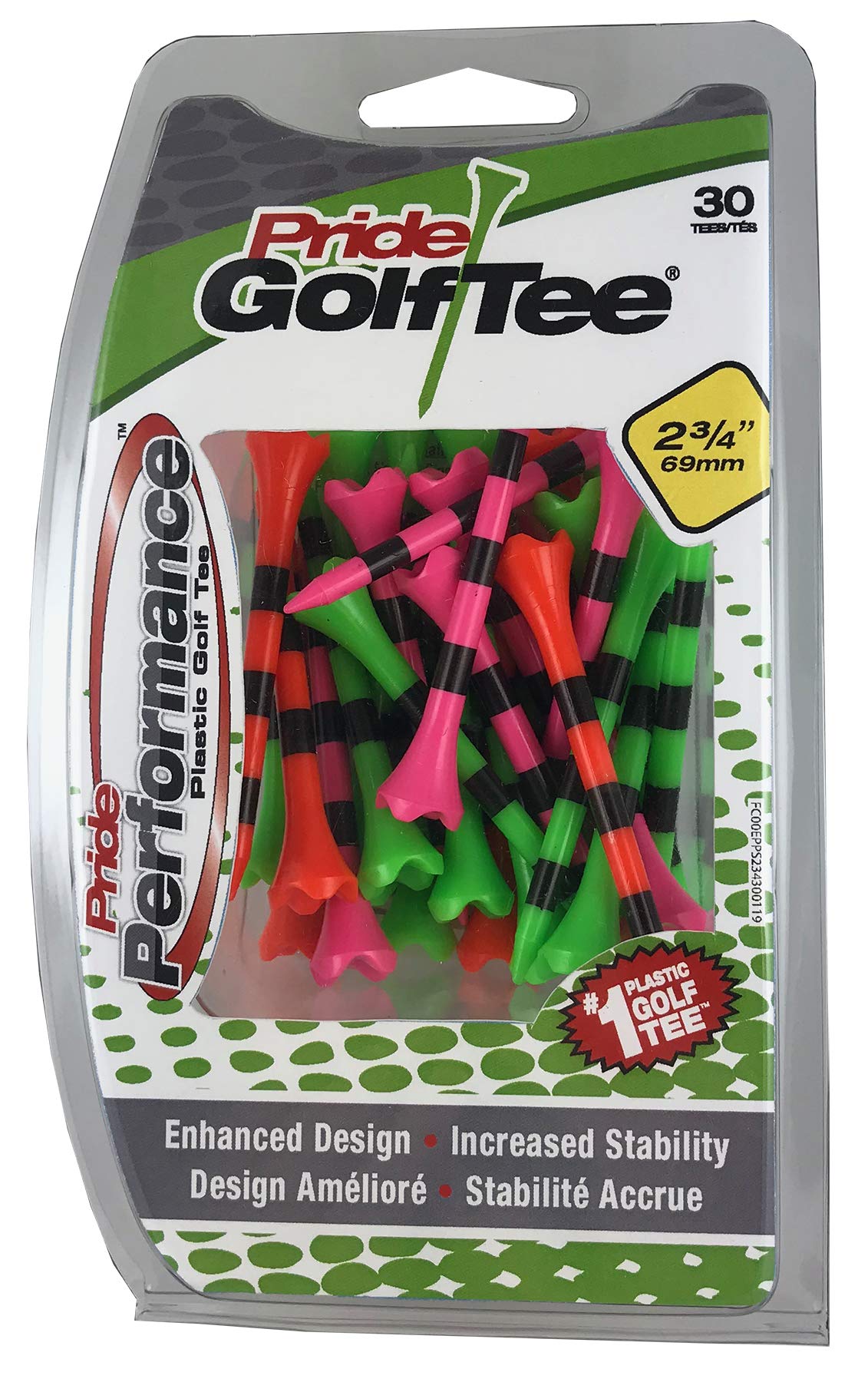 Pride Golf TeePride Performance gestreifte Golf-Tees (30 Stck), 6,5 cm