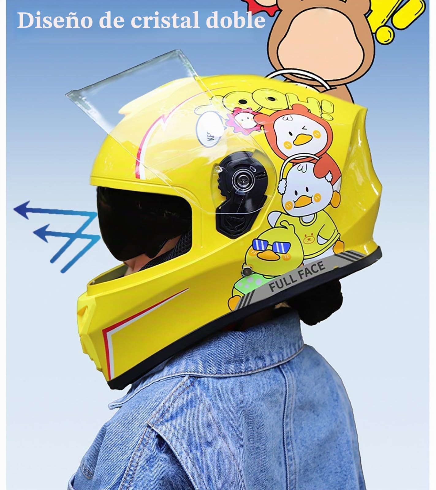Casco Infantil Integral para Motocicleta, Scooter O Bicicleta Cruiser para Niños Y Niñas De 4 A 13 Años. Homologación ECE. Diseño Ligero Y Ventilado.
