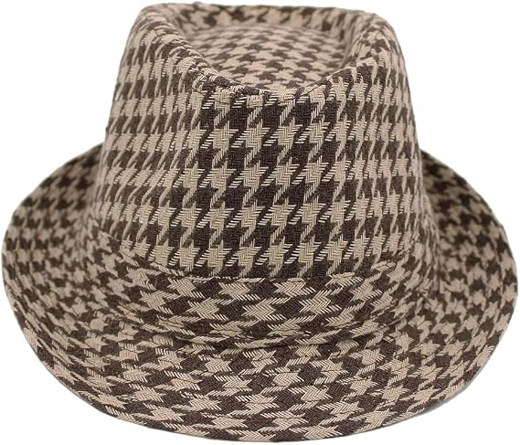 Unisex Classic Houndstooth Fedora Hat Available