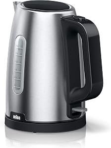 Braun PurShine Hervidor Eléctrico, Base Giratoria 360°, Indicador de Nivel de Agua, Almacenamiento para el Cable, Función de Apagado Automático, Capacidad de 1,7L, WK1500BK, 2200W, Negro