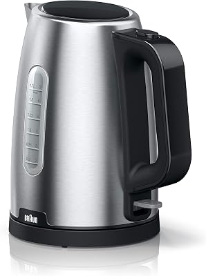 Braun PurShine Hervidor Eléctrico, Base Giratoria 360°, Indicador de Nivel de Agua, Almacenamiento para el Cable, Función de Apagado Automático, Capacidad de 1,7L, WK1500BK, 2200W, Negro