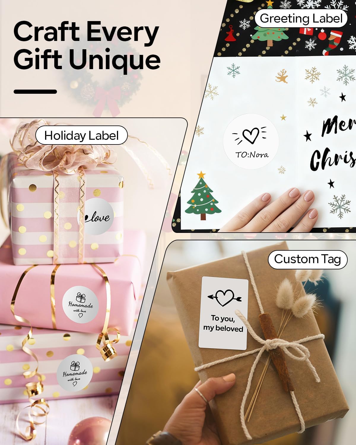 Phomemo [3x230 pcs] Labels Square Series, 3 Rolls 1.57''x1.18'' (40x30mm) M110 M100 M220 M221 Labels, White, 230 Pieces/Roll, Also Support Phomemo Thermal Shipping Printer - Image 9