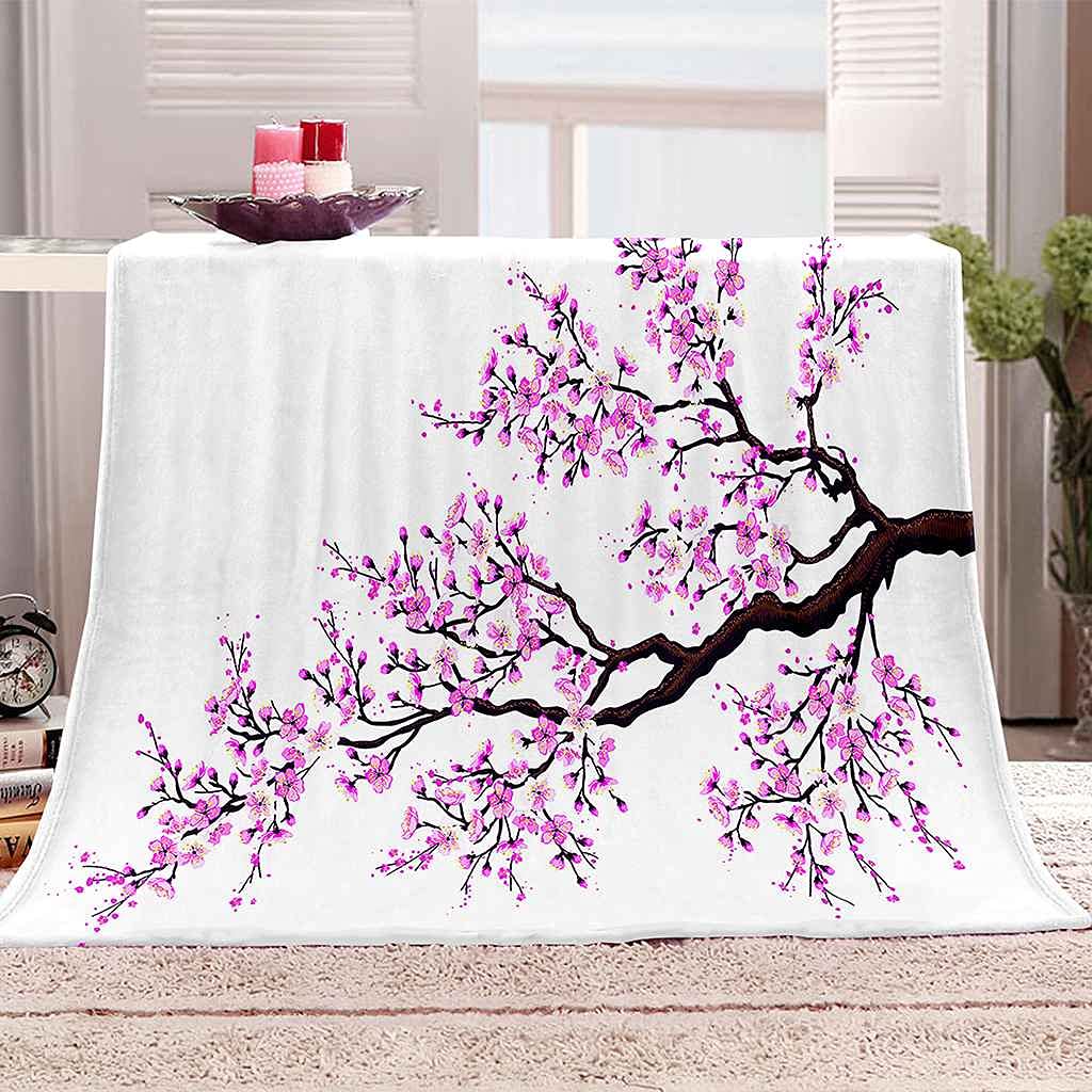 Couverture microfibre chaude toucher doux flanelle à motif floral thermorégulatrice