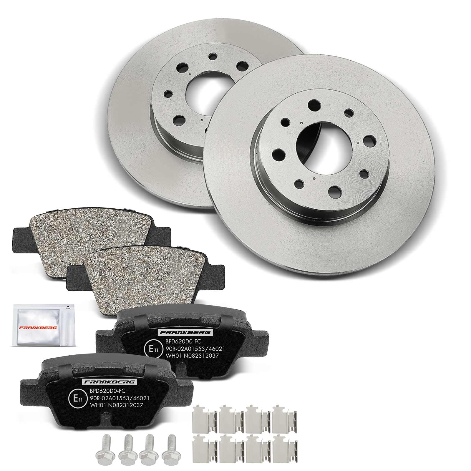 Frankberg Set freni incl. 2x Dischi Freno + 4x Pastiglie dei Freni Posteriore Compatibile con Cono 955 0.9L-1.6L 2008-2018 Replace# 77362768, 77364590