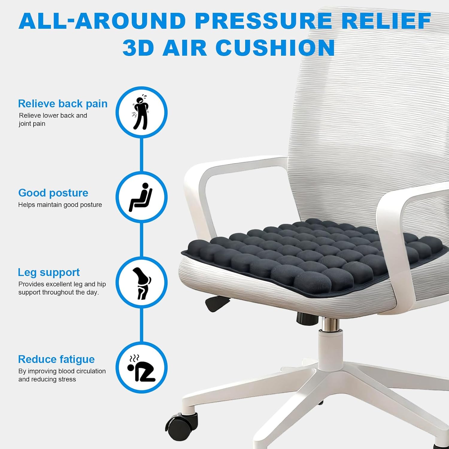 Travel Seat Cushion, Airplane Seat Cushion for Long Flights, Easy to Carry, 3D Inflatable Cushion for Wheelchair, Travel,Driving,Office Work - Image 5