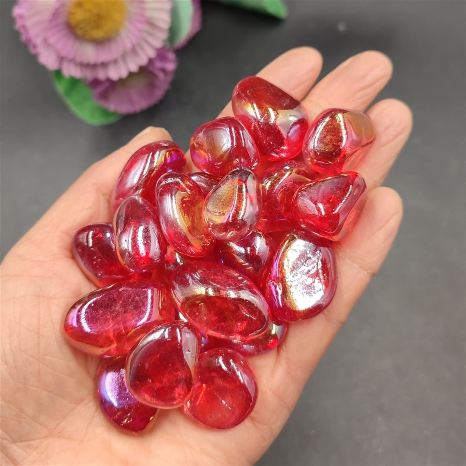 100 g luzem czerwone galwanizowane naturalne przezroczyste kryształy kamienie minerały dekoracja domu prezent 20-30 mm (kolor: zielony przezroczysty w kształcie słoika, rozmiar: 100 g luzem)